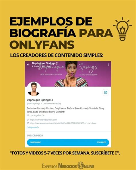 biografia para onlyfans ejemplos|Guía definitiva para una biografía de OnlyFans que。